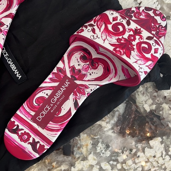 DOLCE & GABBANA PRINTED CANCAS SLIDES SIZE 38.5 - Picture 10 of 17